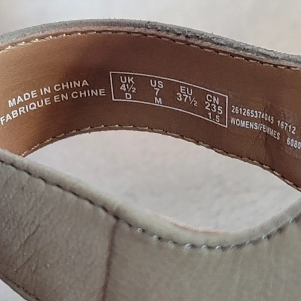 Clarks Bohemian Y2K Wedge Sandals Gray Comfy Leather Vacation Size 7 Resortwear‎
